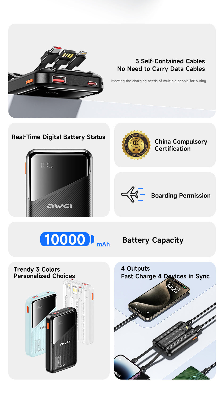 AWEI 22.5W Power Bank P64K - ManunedStore