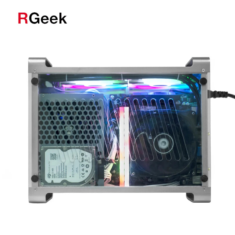 RGeek Case Mini ITX per Gaming - Design in Alluminio/Acrilico con Alimentatore SFX - ManunedStore