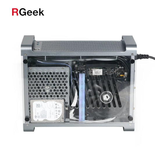 RGeek Case Mini ITX per Gaming - Design in Alluminio/Acrilico con Alimentatore SFX - ManunedStore