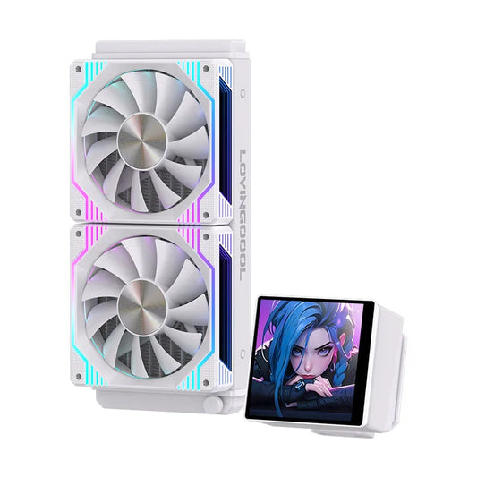 Lovingcool Dissipatore a Liquido CPU con Schermo ARGB 4 Pollici | Display Integrato, Ventole 240mm, Compatibile con Socket 2011/2066 - ManunedStore