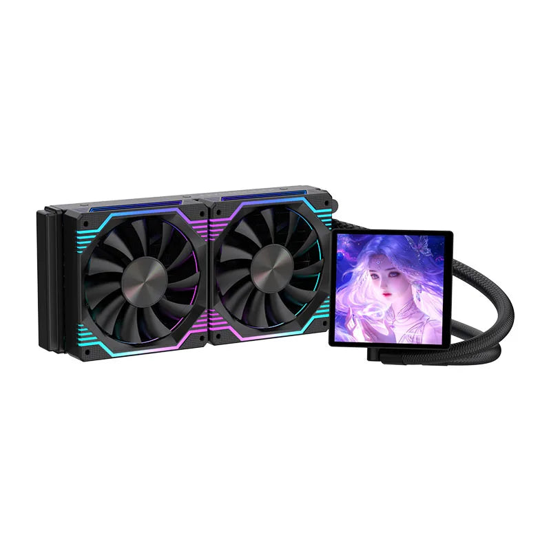 Lovingcool Dissipatore a Liquido CPU con Schermo ARGB 4 Pollici | Display Integrato, Ventole 240mm, Compatibile con Socket 2011/2066 - ManunedStore