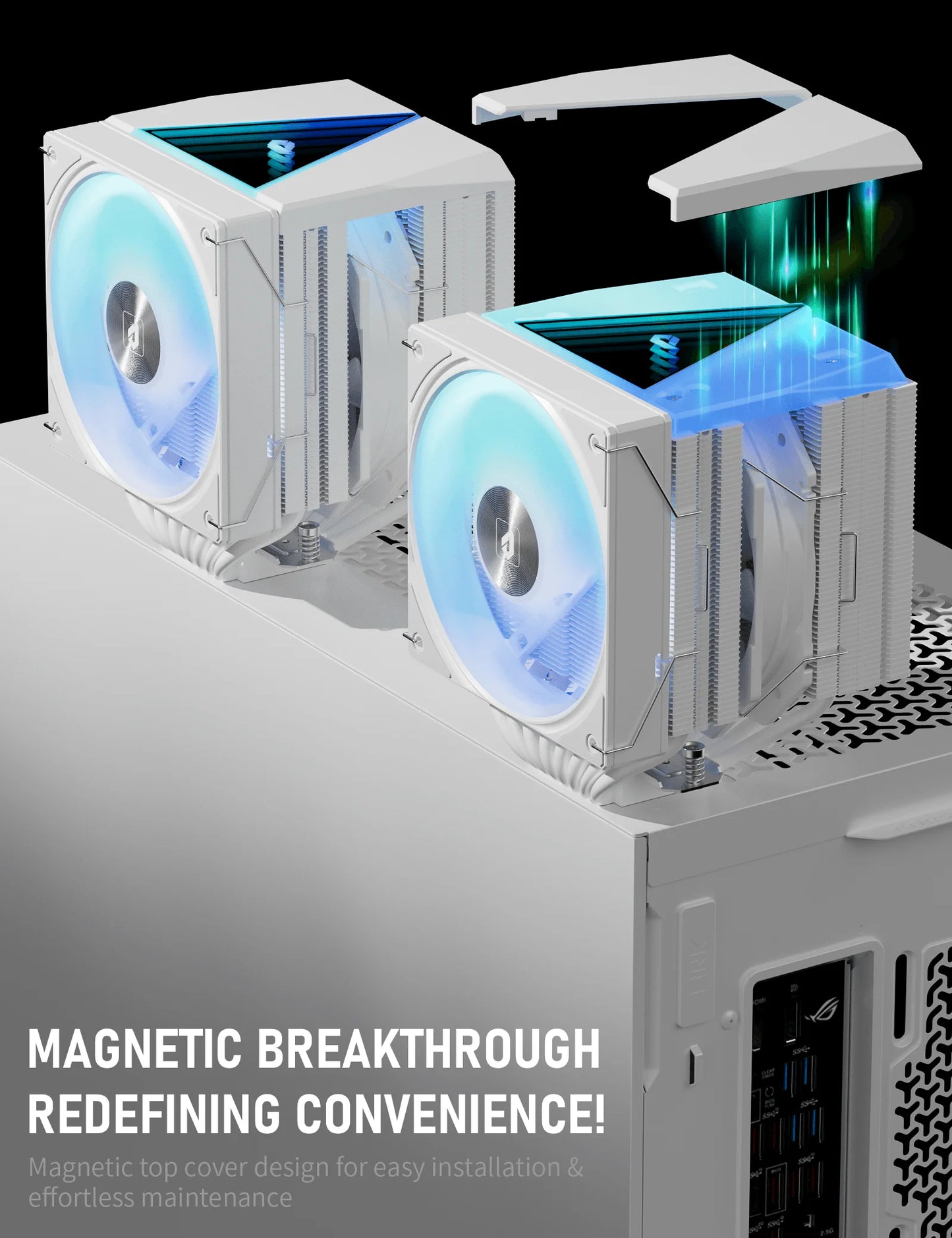 upHere Dissipatore CPU con Ventole RGB, 8 Heatpipe per Intel e AMD, Cooler con Copertura Magnetica