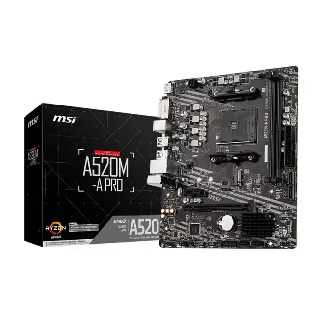 MSI A520M-A PRO Scheda Madre Gaming AM4 - AMD A520, DDR4 64GB, USB 3.2, PCIe 3.0, M.2, HDMI/DP, Compatibile con Ryzen 3000/5000