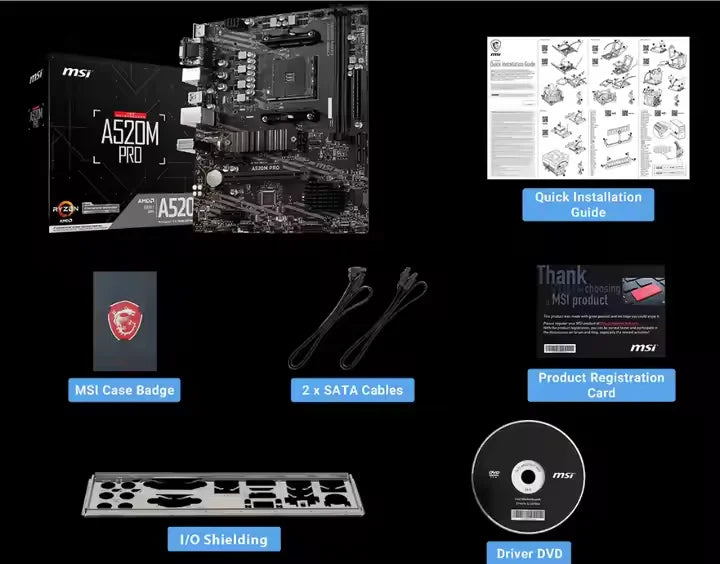MSI A520M-A PRO Scheda Madre Gaming AM4 - AMD A520, DDR4 64GB, USB 3.2, PCIe 3.0, M.2, HDMI/DP, Compatibile con Ryzen 3000/5000
