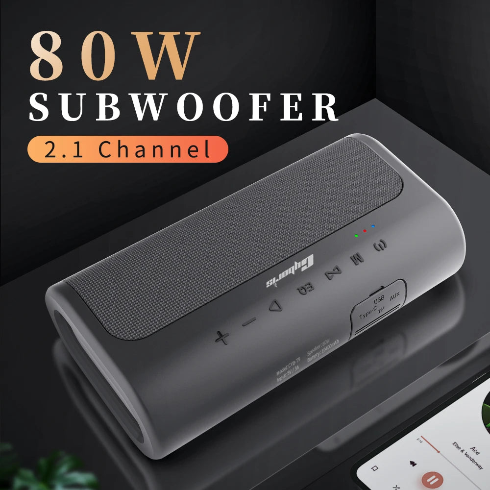Cyboris T9 Speaker Portatile 80W - Subwoofer Deep Bass, Bluetooth 5.0, Hi-Fi Stereo 2.1 Canali, Ideale per DJ e Home Party