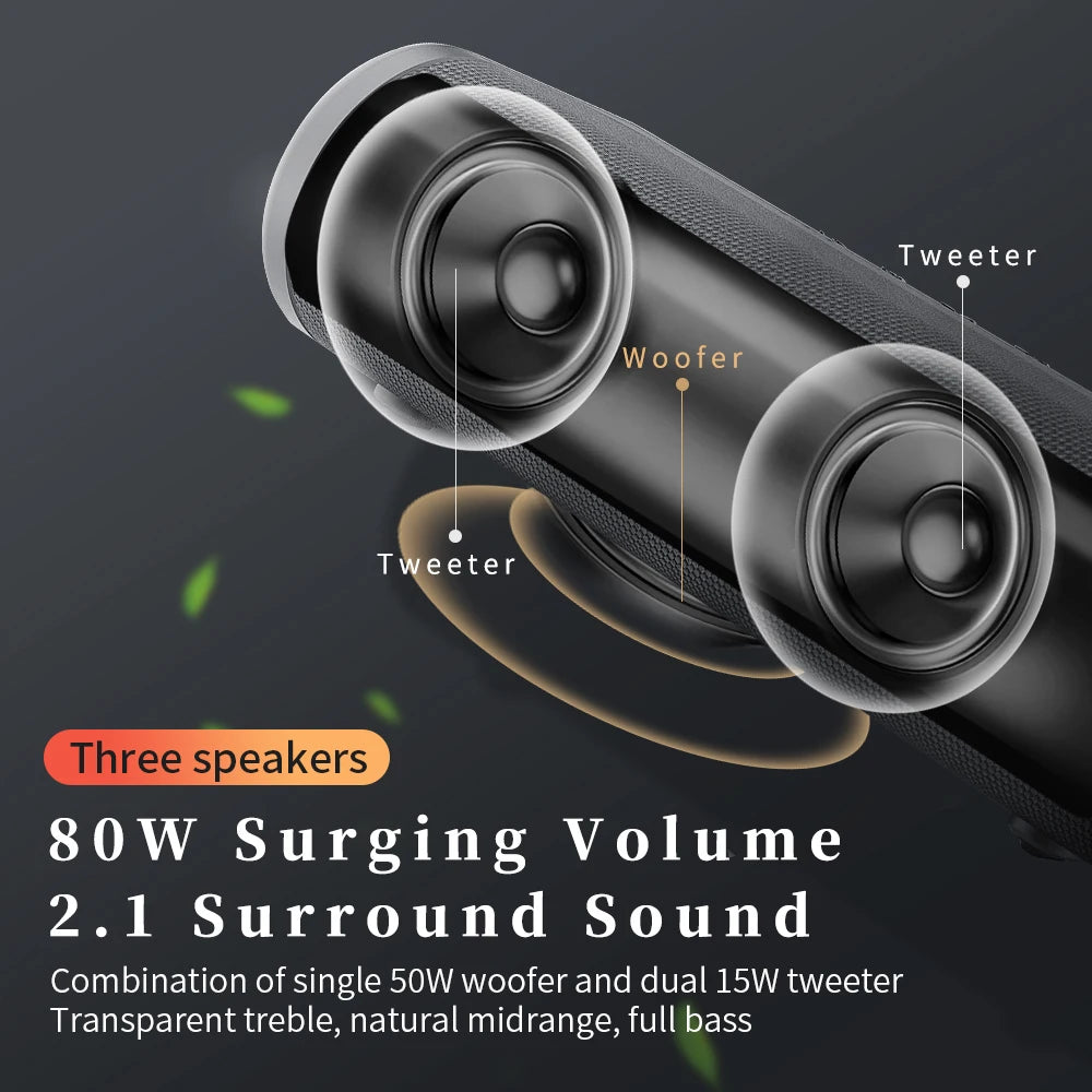 Cyboris T9 Speaker Portatile 80W - Subwoofer Deep Bass, Bluetooth 5.0, Hi-Fi Stereo 2.1 Canali, Ideale per DJ e Home Party