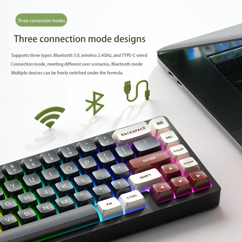 WEIKV Lucky65 V2 Kit di Tastiera Meccanica Wireless Tri-modal Lega di Alluminio 3750mAh Hot Swap RGB QMK VIA Kit Tastiere PC Esports Nero Bluetooth RGB Gasket Office Gamer PC Gaming Keyboard Kit - ManunedStore