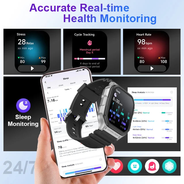 Smartwatch Uomo 2025 - GPS Integrato, Impermeabile 5ATM, Assistente Vocale AI, Tracker Sonno/Salute, Schermo 1.85" per Sport Outdoor
