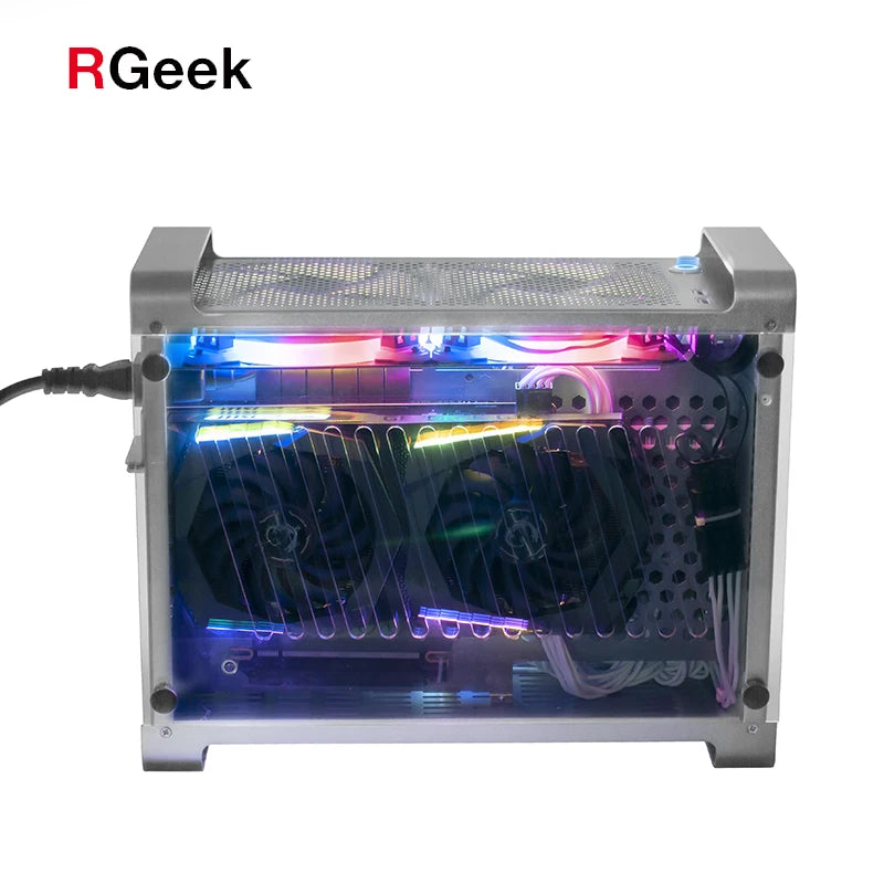 RGeek Case Mini ITX per Gaming - Design in Alluminio/Acrilico con Alimentatore SFX - ManunedStore