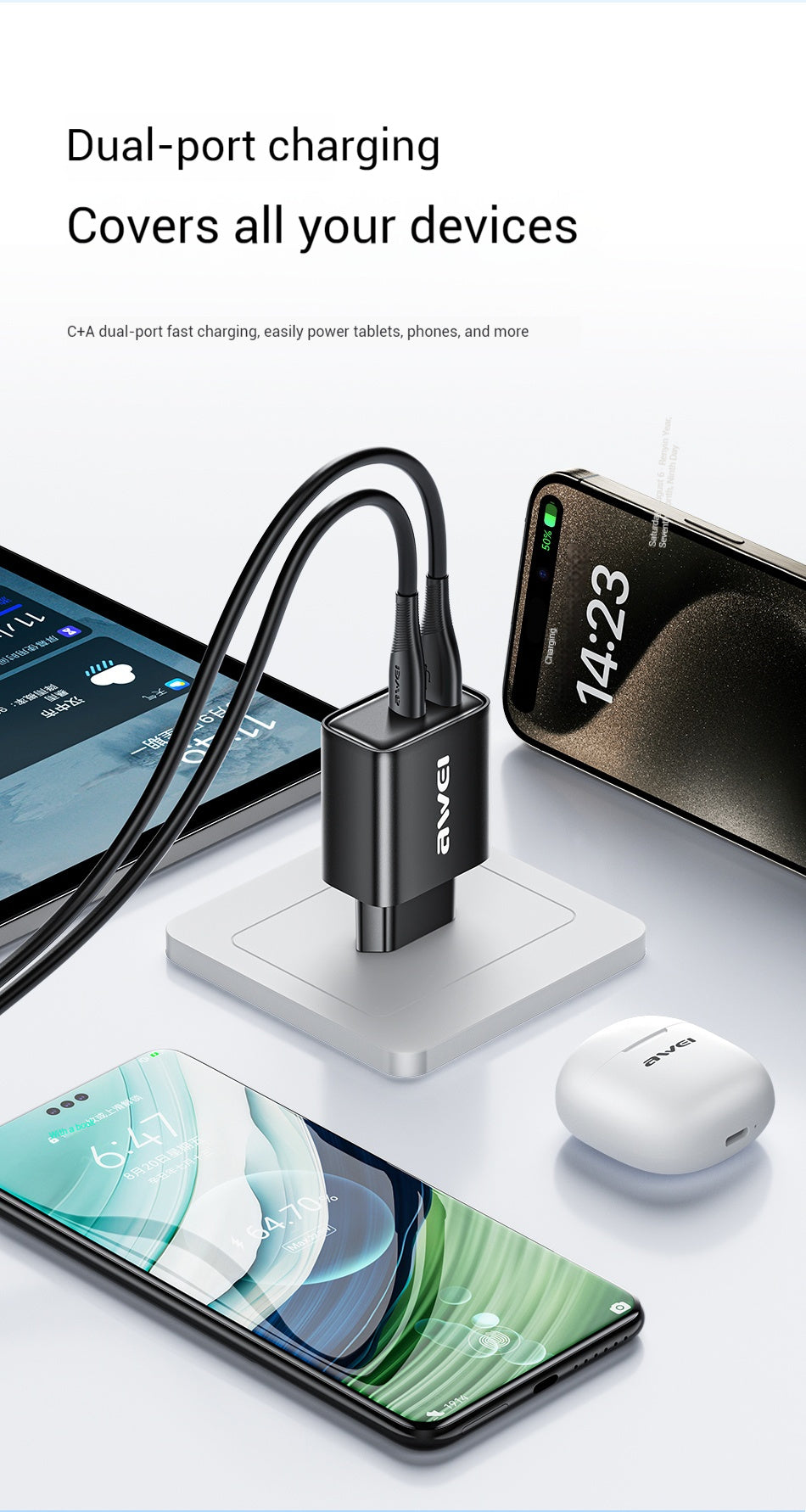 AWEI 22.5W 20W Fast Charger EU - ManunedStore