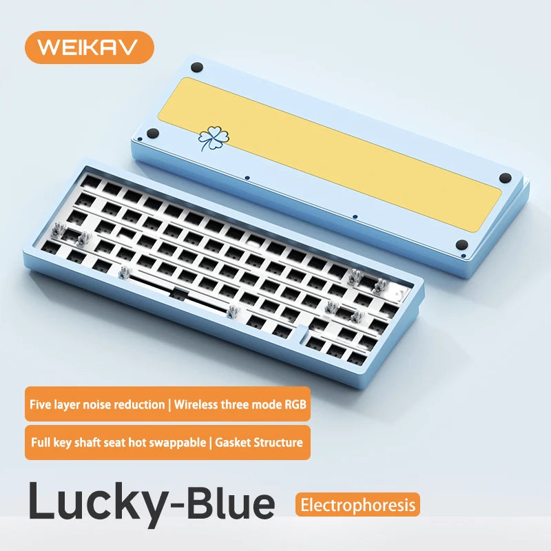 WEIKV Lucky65 V2 Kit di Tastiera Meccanica Wireless Tri-modal Lega di Alluminio 3750mAh Hot Swap RGB QMK VIA Kit Tastiere PC Esports Nero Bluetooth RGB Gasket Office Gamer PC Gaming Keyboard Kit - ManunedStore