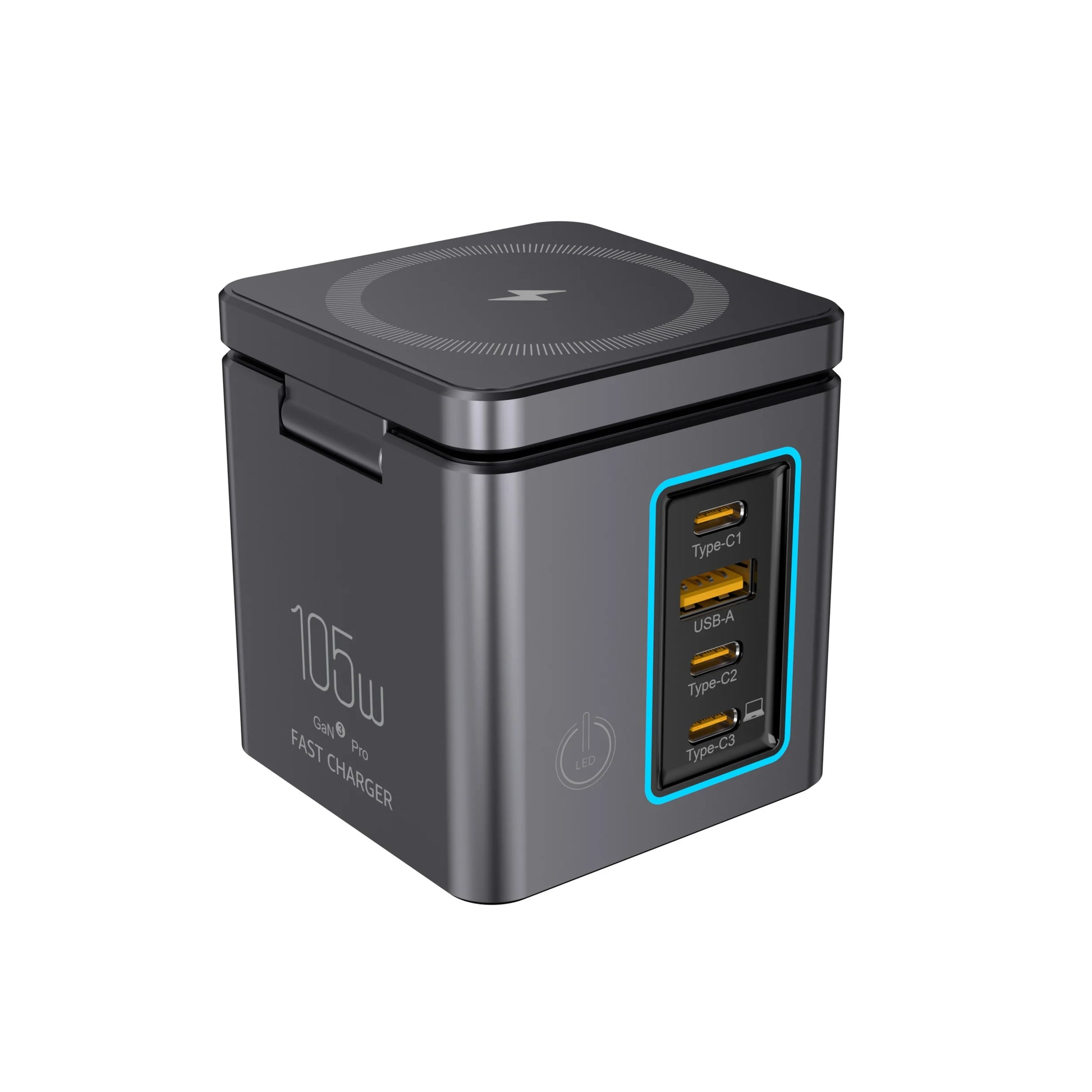 [GaN Tech] Blitzwolf BW-i113 Stazione di ricarica desktop 105W 6-in-1 con caricatore wireless PD QC ricarica rapida con luce LED spina EU per iPhone 16 16 Pro 15 14 13 Pro Max per iPad Pro per Macbook Pro per Airpods per Apple Watch Spina EU - ManunedStore