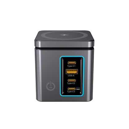 [GaN Tech] Blitzwolf BW-i113 Stazione di ricarica desktop 105W 6-in-1 con caricatore wireless PD QC ricarica rapida con luce LED spina EU per iPhone 16 16 Pro 15 14 13 Pro Max per iPad Pro per Macbook Pro per Airpods per Apple Watch Spina EU - ManunedStore