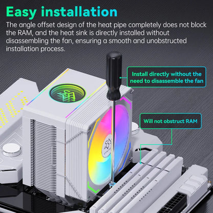 SNOWMAN PWM CPU Cooler – High Performance Tower Heatsink with 4 Heat Pipes, Low Noise – Compatible with Intel LGA1700/1200/1366 & AMD AM4/AM5