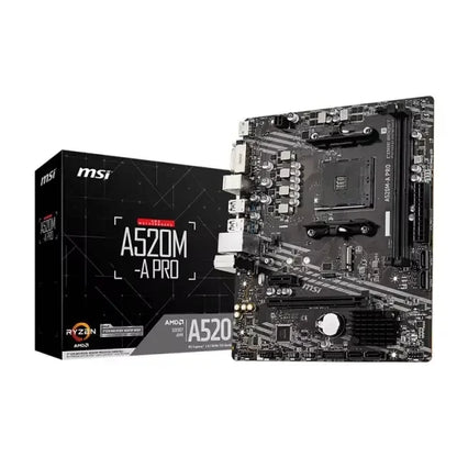 MSI A520M-A PRO Scheda Madre Gaming AM4 - AMD A520, DDR4 64GB, USB 3.2, PCIe 3.0, M.2, HDMI/DP, Compatibile con Ryzen 3000/5000