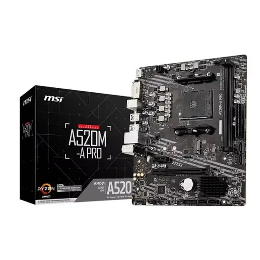 MSI A520M-A PRO Scheda Madre Gaming AM4 - AMD A520, DDR4 64GB, USB 3.2, PCIe 3.0, M.2, HDMI/DP, Compatibile con Ryzen 3000/5000