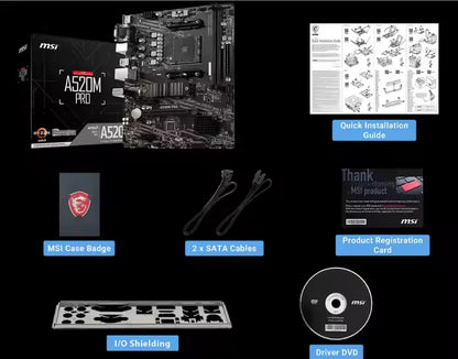 MSI A520M-A PRO Scheda Madre Gaming AM4 - AMD A520, DDR4 64GB, USB 3.2, PCIe 3.0, M.2, HDMI/DP, Compatibile con Ryzen 3000/5000