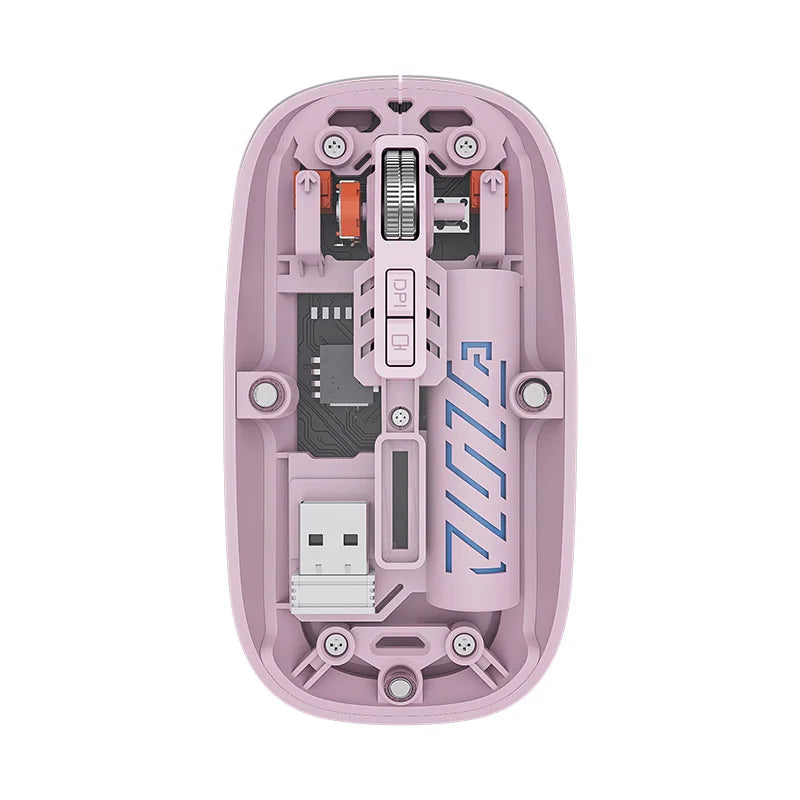 Stock Transparent 2.4GHz Bluetooth Wireless Dual Mode Mouse Magnetic Top Cover High DPI 1600 Type-c Rechargeable Optical Mouse - ManunedStore