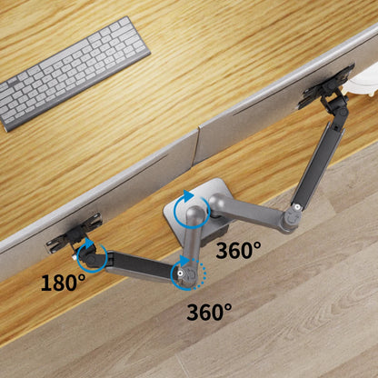 Supporto Doppio Monitor a Braccio con Molla a Gas - Regolazione Altezza e Rotazione 360° per Schermi 13-32 - ManunedStore