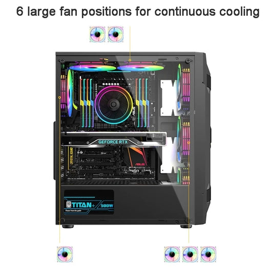 Custodia per computer ATX trasparente laterale in acrilico con posizione 6 ventole e interfaccia USB 3.0, colore: nero - ManunedStore