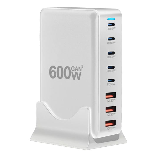 Caricabatterie USB C  320W/440W/500W/600W, Caricatore Rapido 8 in 1 a Spine. Stazione di Ricarica Alimentatore GaN III PPS, Compatibile con MacBook Pro/Air/iPad/iPhone/Samsung - ManunedStore