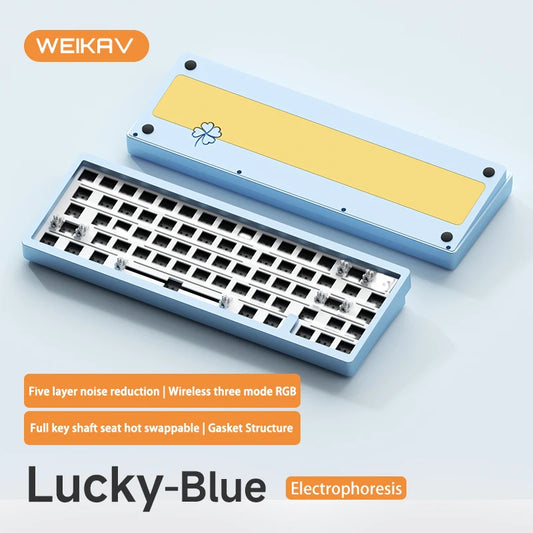 WEIKV Lucky65 V2 Kit di Tastiera Meccanica Wireless Tri-modal Lega di Alluminio 3750mAh Hot Swap RGB QMK VIA Kit Tastiere PC Esports Nero Bluetooth RGB Gasket Office Gamer PC Gaming Keyboard Kit - ManunedStore
