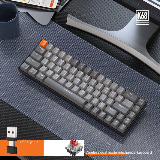 2.4G/BT5.0 Wireless Gaming Tastiera meccanica da gioco al 60% con layout UK, interruttori ultracompatti a 62 tasti, tastiera cablata in colori misti per ufficio, 19 modalità di retroilluminazione RGB per PC - ManunedStore