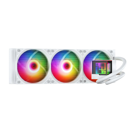 Liquid Pro 360 - Dissipatore AIO per CPU, 3 x 120 mm Raffreddamento a Liquido, Radiatore da 38 mm, Pompa PWM, Ventola VRM, AM5/AM4, Intel LGA1851/1700 Telaio di Contatto - Bianco - ManunedStore